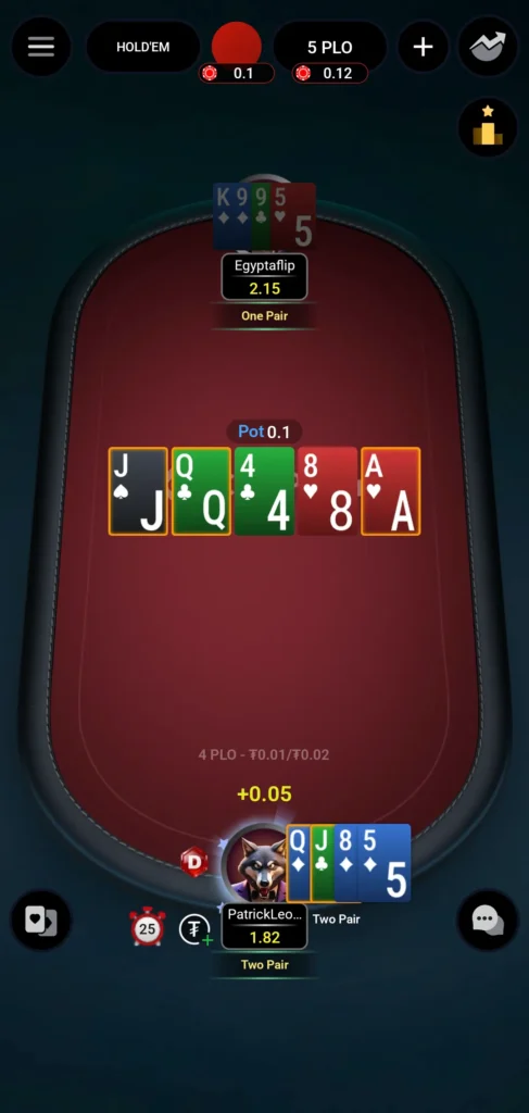 CoinPoker PLO手牌记录界面